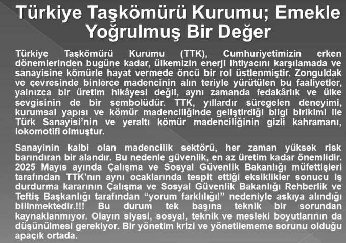 TTK Müesseselerinde “İş Durdurma” Kararına İlişkin Basın Açıklaması