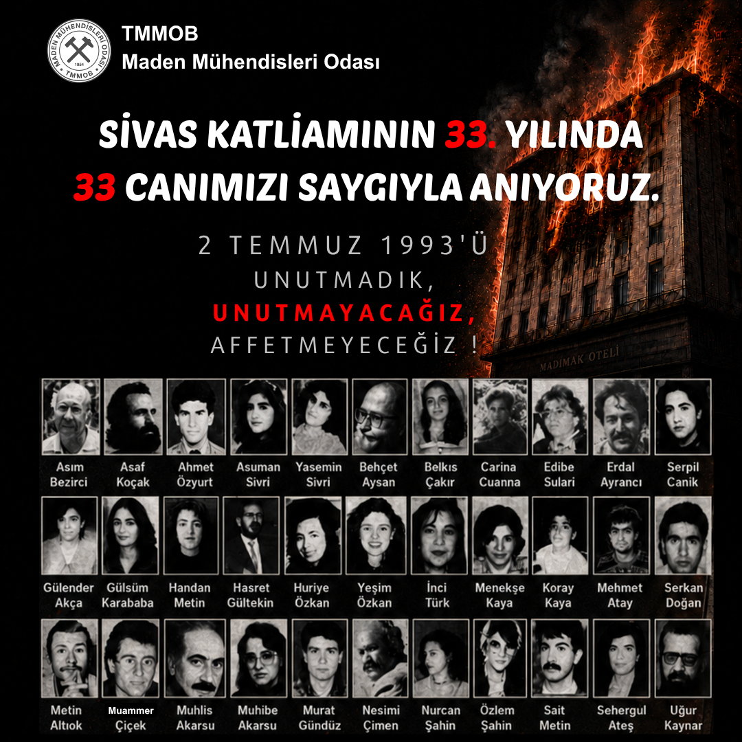 SİVAS KATLİAMININ 33. YILINDA 33 CANIMIZI SAYGIYLA ANIYORUZ.