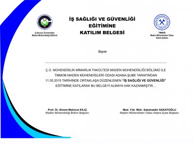 STAJ ÖNCESİ İŞ SAĞLIĞI VE GÜVENLİĞİ EĞİTİMİ( 11/05/2015)