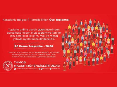 KARADENİZ BÖLGESİ  İL TEMSİLCİLİKLERİ ÜYE TOPLANTIMIZ  26 KASIM PERŞEMBE GÜNÜ ZOOM ÜZERİNDEN ONLİNE OLARAK GERÇEKLEŞTİRİLDİ