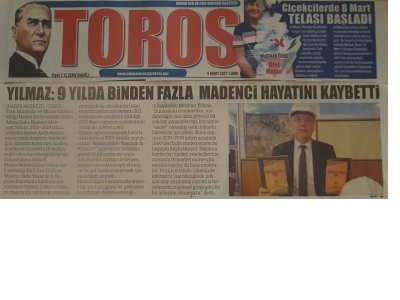 ŞUBE BAŞKANIMIZ MEHMET YILMAZ 2010DAN 2020YE MADENCİLİKTE YAŞANAN İŞ KAZALARI RAPORU BASIN AÇIKLAMASI BASINDA YER ALDI (05.03.2021)
