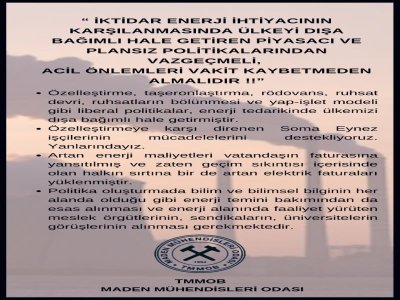 İKTİDAR ENERJİ İHTİYACININ KARŞILANMASINDA ÜLKEYİ DIŞA BAĞIMLI HALE GETİREN PİYASACI VE PLANSIZ POLİTİKALARINDAN VAZGEÇMELİ, ACİL ÖNLEMLERİ VAKİT KAYBETMEDEN ALMALIDIR!!