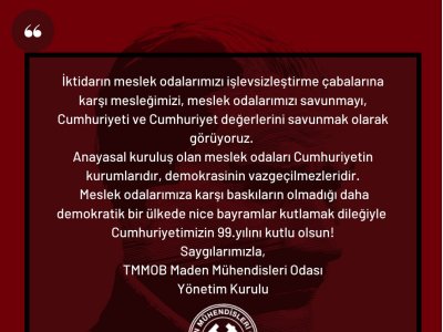 CUMHURİYETİMİZİN 99. YILI KUTLU OLSUN!