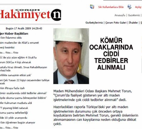 Mehmet TORUN: Kömür ocaklarında ciddi tedbirler alınmalı.