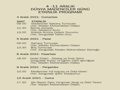 4 ARALIK DÜNYA MADENCİLER GÜNÜ ETKİNLİKLERİ