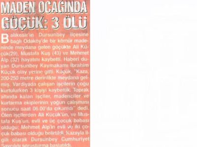 Maden Ocağında Göçük 3 Ölü