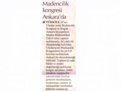 Madencilik Kongresi Ankara'da