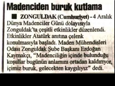 Madenciden Buruk Kutlama