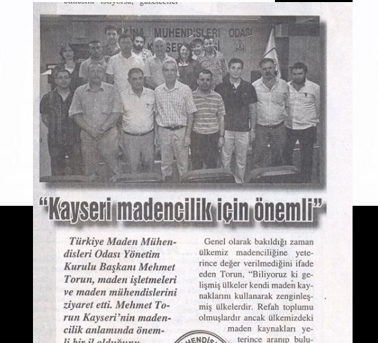 Kayseri Madencilik İçin Önemli.