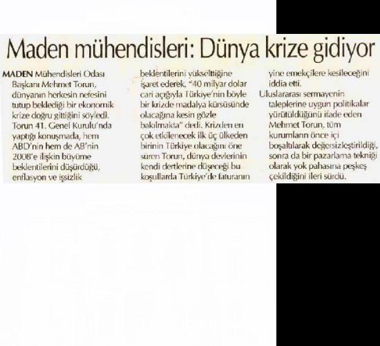 Maden Mühendisleri: Dünya Krize Gidiyor