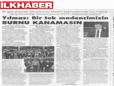 ULUSLARARASI MADEN İŞLETMELERİNDE İŞÇİ SAĞLIĞI VE İŞ GÜVENLİ SEMPOZYUMU 2019 BASINDA YER ALDI (04.10.2019)
