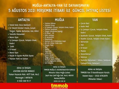 TÜM ÜYELERİMİZİ MUĞLA - ANTALYA - VAN İLE DAYANIŞMAYA ÇAĞIRIYORUZ.