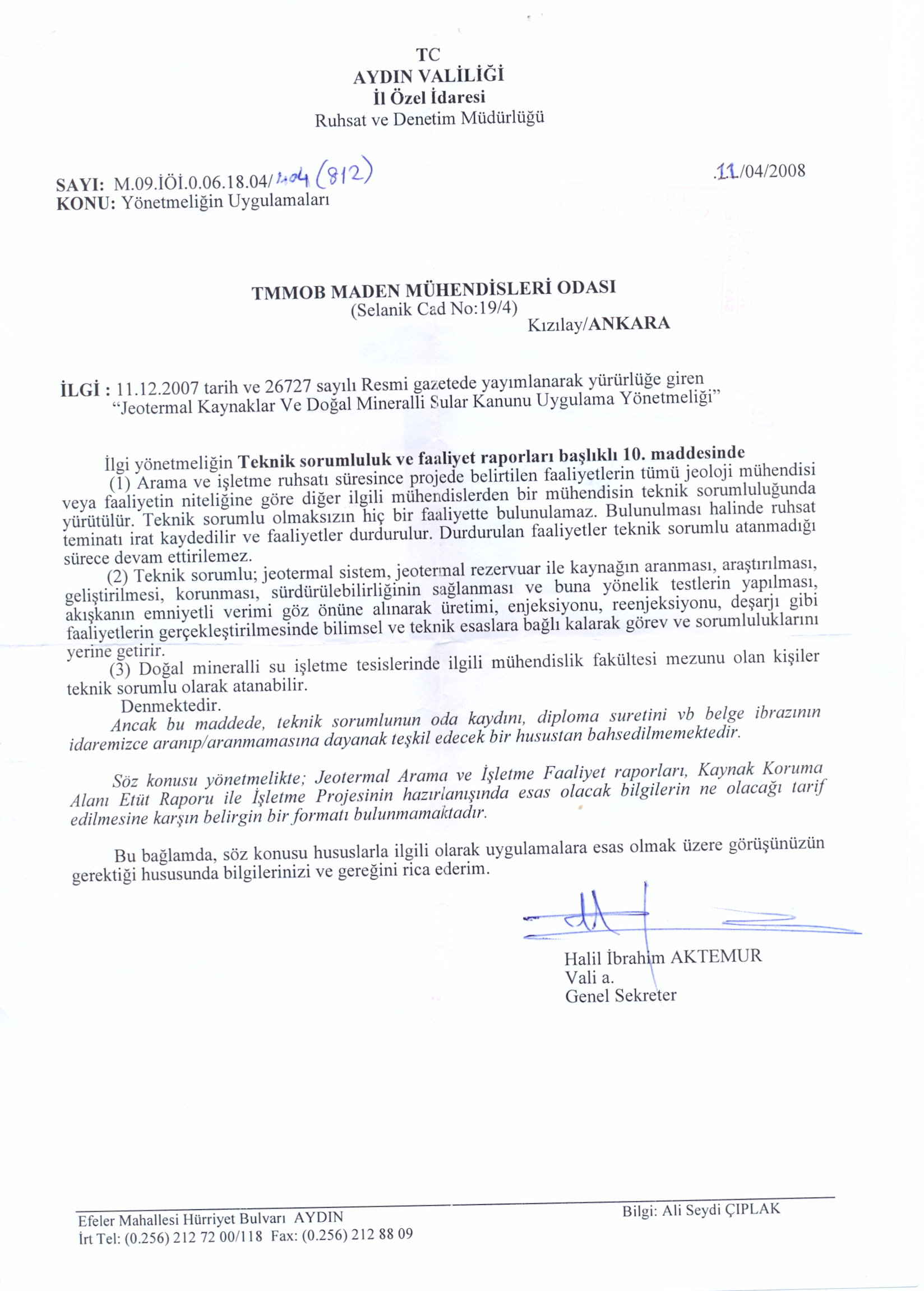 TC AYDIN VALİLİĞİ YAZISI
