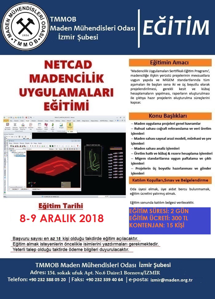 NETCAD MADENCİLİK UYGULAMALARI EĞİTİMİ