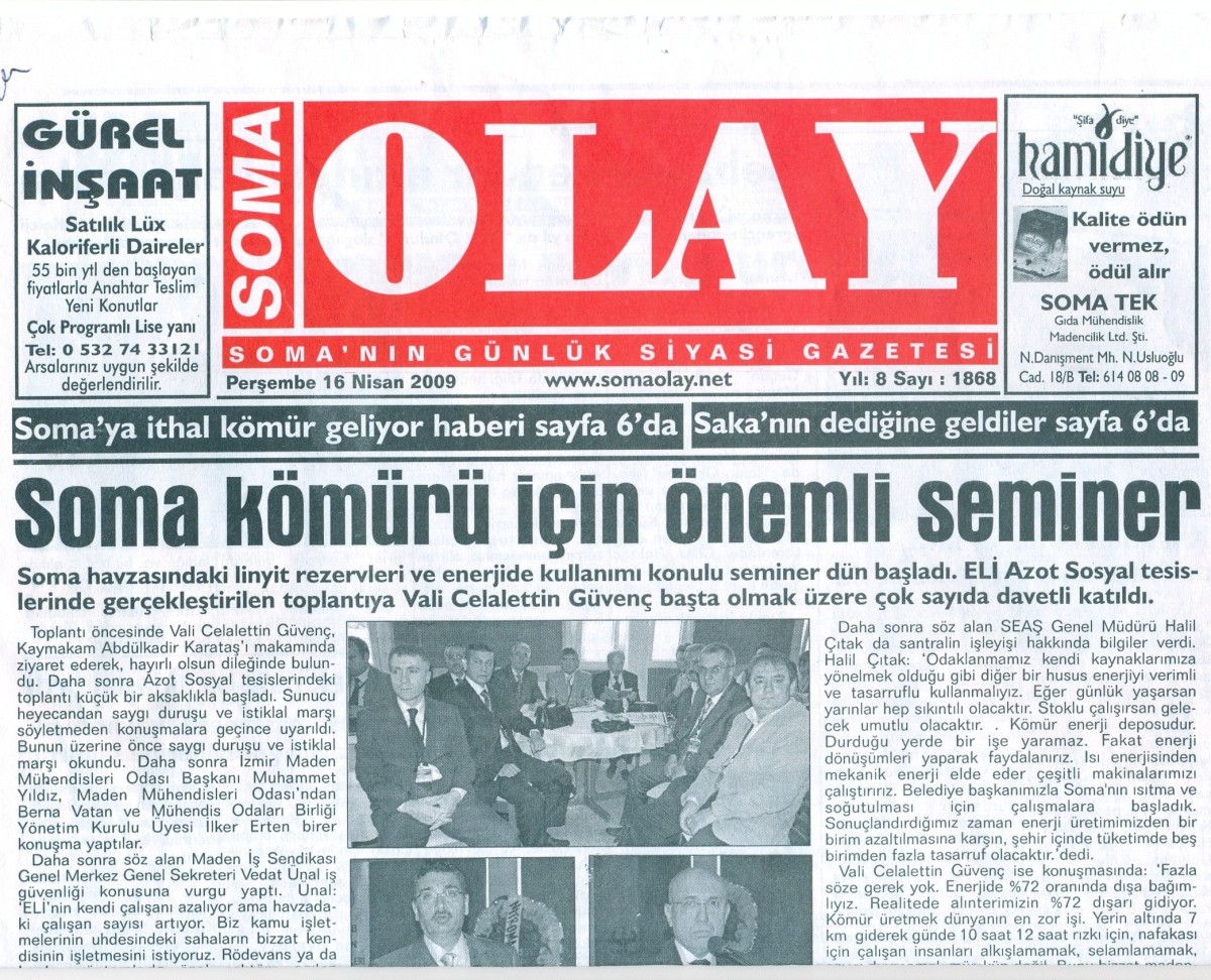 Soma Kömürü için Önemli Seminer