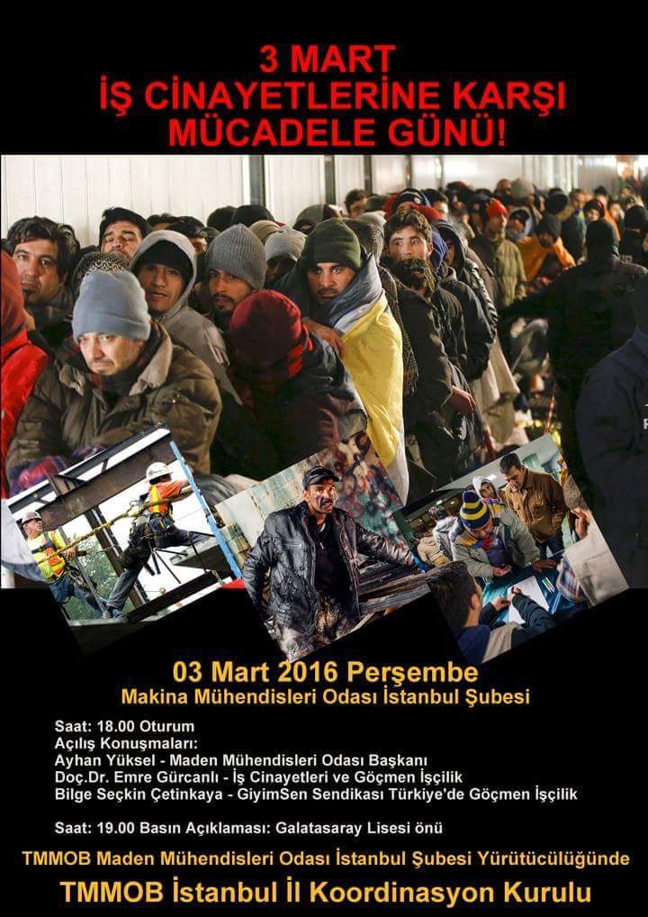  3 Mart İş Cinayetlerine Karşı Mücadele Günü İstanbul Etkinliği
